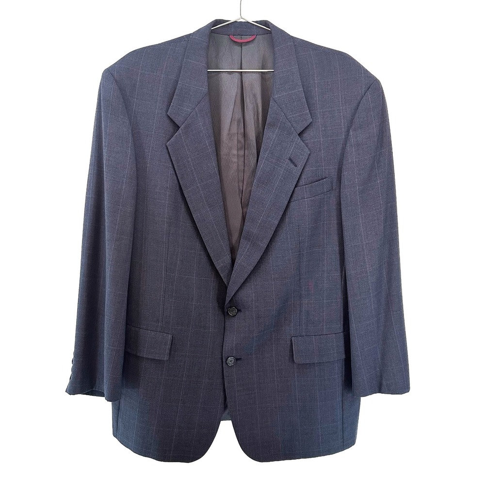 HART SCHAFFNER & MARX Virgin Wool Glen Plaid Sport Coat •‎ 43L • blue